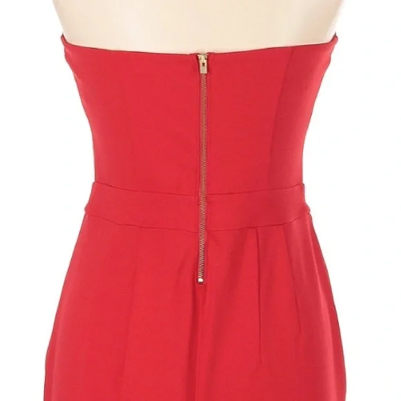 Red Strapless Jumpsuit Express Size 2 - Picture 6 of 7